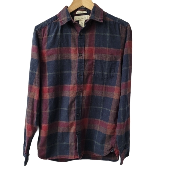 Burgandy Plaid Flannel Regular Fit High Low Button Front Shirt Size XS - Picture 7 of 12